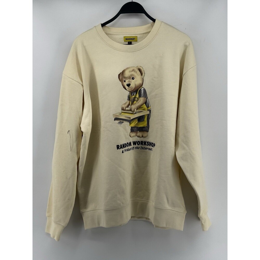 Market Random Workshop Bear Crewneck Sweatshirt Size XL Cream New W/Tags